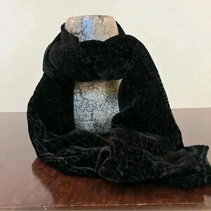 VTG Express Cut-Velvet Burnout Crocodile Black Scarf Whimsy Grunge Holiday